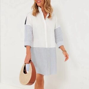 Tuckernuck Pomander Place Women's Striped White and Blue Shirt Dress